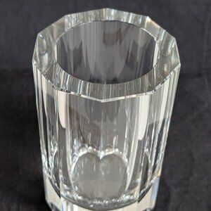 Moser Cut Crystal Decagonal Vase 10-sided Faceted Heavy Thick Glass Vase 6.25"